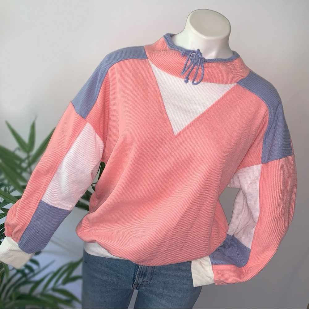 v i n t a g e :: Sporty Slouchy Ribbed Colorblock Sweatshirt NOS - Picture 13 of 13